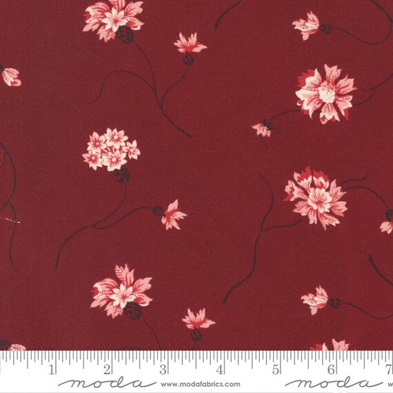 Red and White Gatherings Burgundy 49190 17 by Primitive Gatherings for moda fabrics