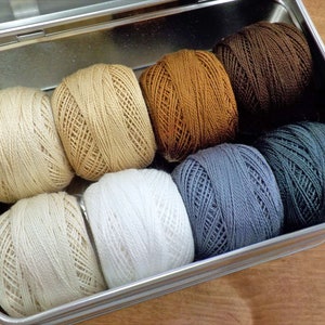 Neutrals thread box...featuring 8 DMC perle cotton balls...no 8