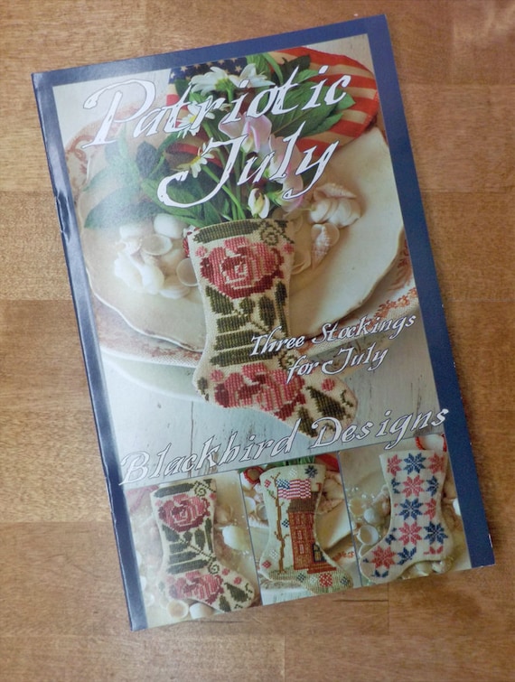 Patriotic July, 3 Stockings for July, by Blackbird Designs...cross-stitch design