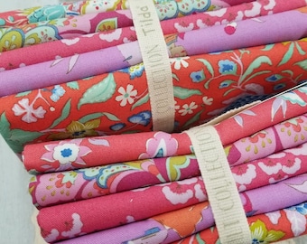 Bloomsville Tomato & Plum fat quarter bundle...a Tilda Collection designed by Tone Finnanger...5 prints