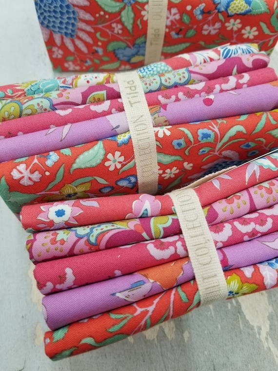 Bloomsville Tomato & Plum fat quarter bundle...a Tilda Collection designed by Tone Finnanger...5 prints