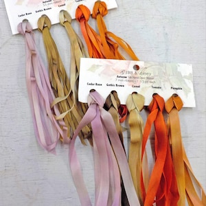 Autumn ribbon set...Gibb & Hiney, hand-dyed silk ribbon, 5 colors, 2 widths