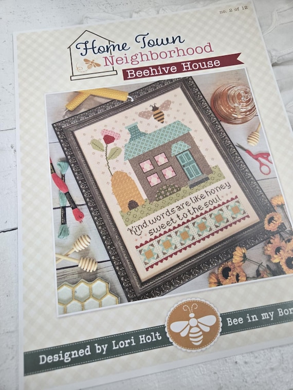 Home Town Neighborhood...Beehive House...no 2...Cross Stitch...Lori Holt...Bee in My Bonnet...cross stitch chart...it's sew emma stitchery