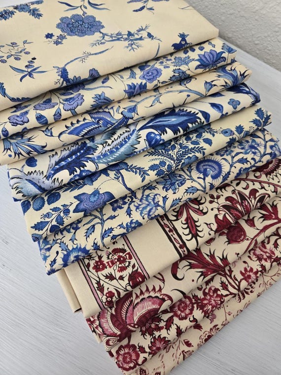 Petra Prins Collection...HALF Yard China Blue & Red...Devonstone Collection...10 prints