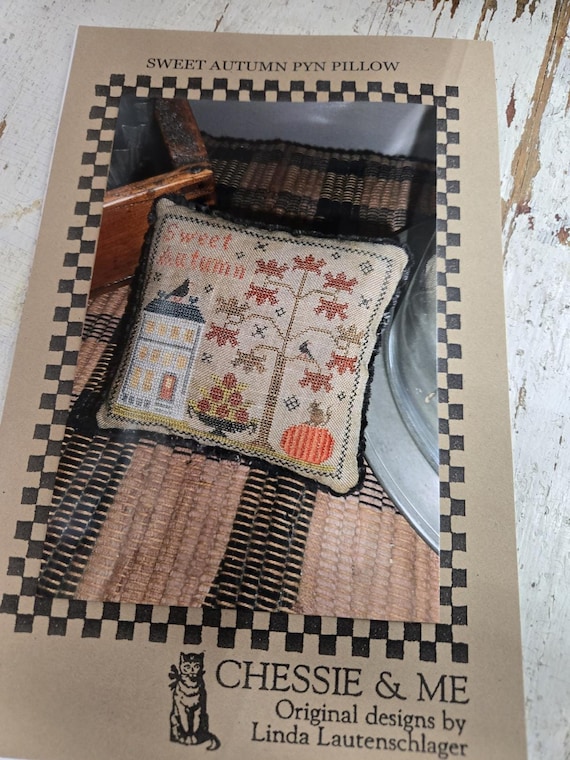 Sweet Autumn Pyn Pillow by Linda Lautenschlager of Chessie & Me...cross stitch pattern