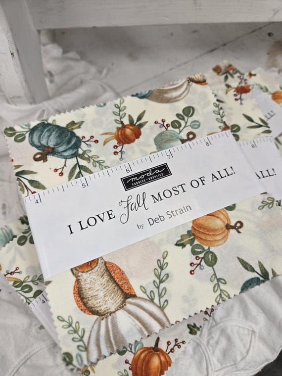 I Love Fall Most of All...Charm Pack...Deb Strain...Moda Fabrics...autumn...pastel halloween