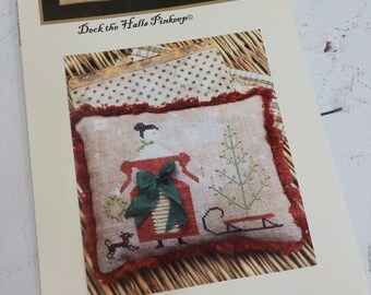 Deck the Halls Pinkeep by Stacy Nash Primitives...cross stitch pattern, Christmas cross stitch