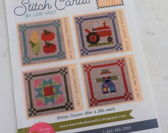 Bee in My Bonnet Stitch Cards, Set B by Lori Holt of Bee in My Bonnet, cross stitch pattern, it's sew emma stitchery