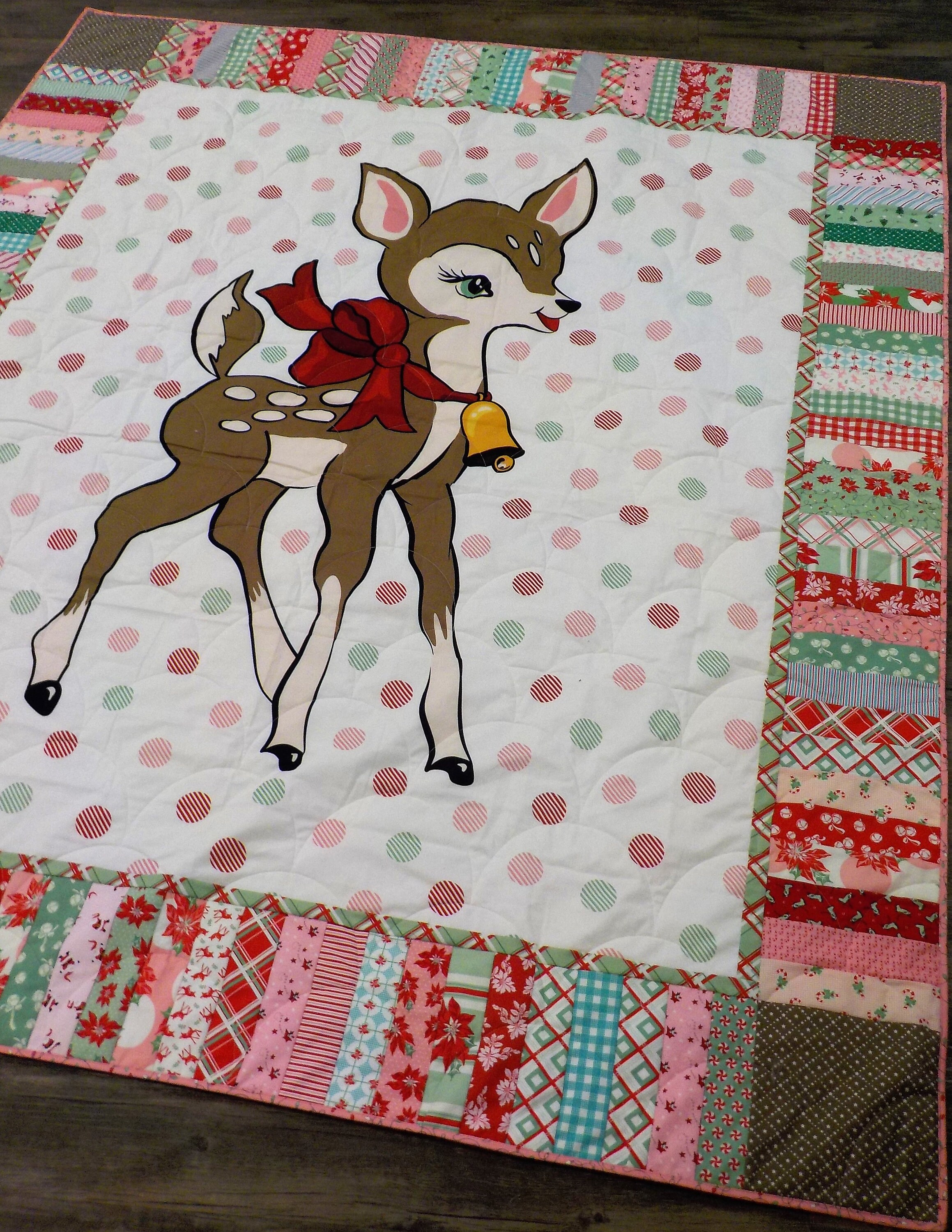 Deer Winter Wonderland Retro Christmas Cotton Fabric Quilt Fabric ABA116