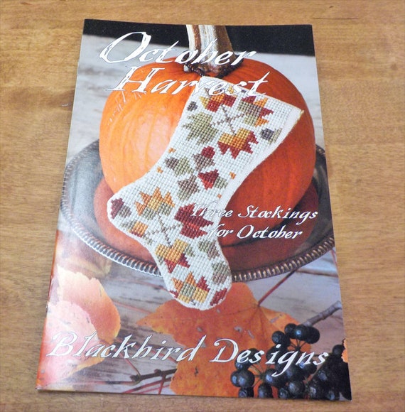 October Harvest, 3 Stockings for October, by Blackbird Designs...cross-stitch design