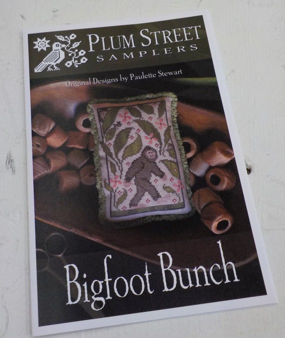 Bigfoot Bunch by Plum Street Samplers...cross stitch pattern, Bigfoot cross stitch