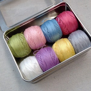 Finnegan-Inspired thread box...featuring 8 DMC perle cotton balls...no 8