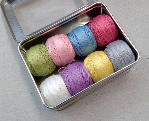 Finnegan-Inspired thread box...featuring 8 DMC perle cotton balls...no 8