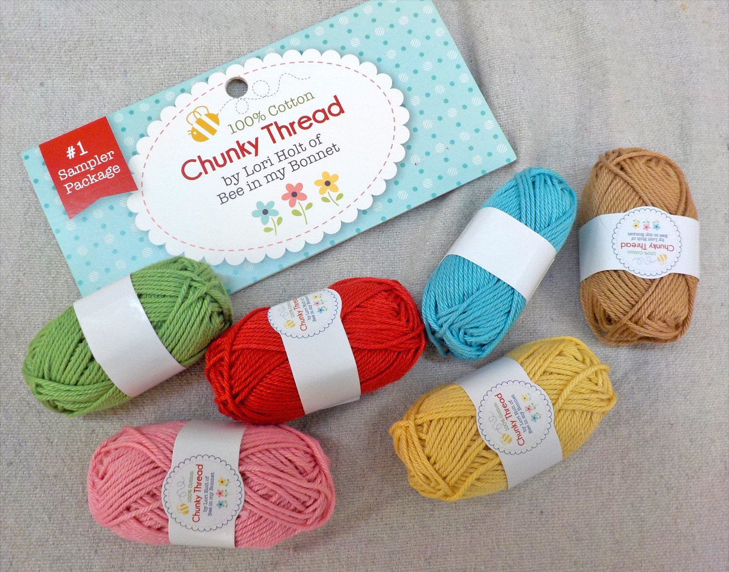Chunky Thread by Lori Holt of Bee in my Bonnetsampler pack #1, 6 skeins,  10 grams each