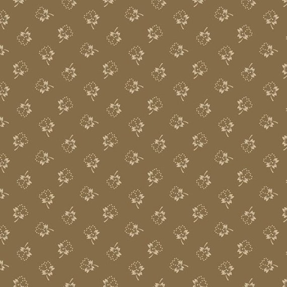 Bluebird Manor...Dotted Floral R221052D COCOA...Paula Barnes...Marcus Fabrics