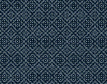 Sturbridge Floral Petites R170716D-BLUE Gear Grid by Pam Buda for Marcus Fabrics