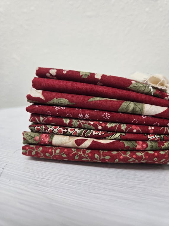 Candlelight Christmas...Red FQ Bundle...3 Sisters...Moda Fabrics...8 prints