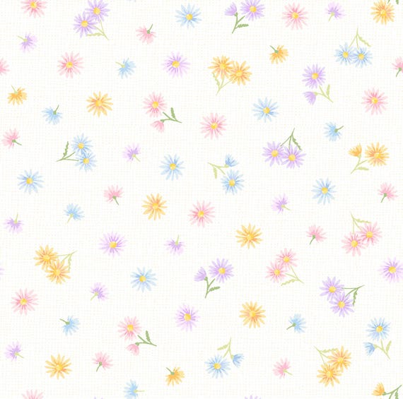 Gathering Sun....MAS11193-W...White...Tossed Floral...Maywood Studio