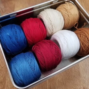 July 4th thread box...featuring 8 DMC perle cotton balls...no 8