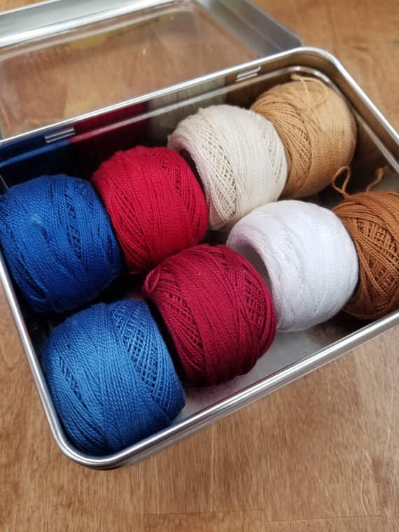 July 4th thread box...featuring 8 DMC perle cotton balls...no 8