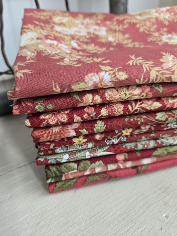 Red Florals...HALF Yard bundle...3 Sisters...Moda Fabrics...10 prints
