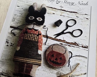 Nettle, Animal Crackers Series by Stacy Nash Primitives...cross stitch chart, bunny, halloween