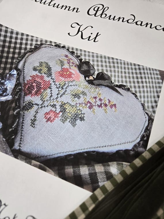 Autumn Abundance...Samplers Not forgotten...cross stitch kit...heart