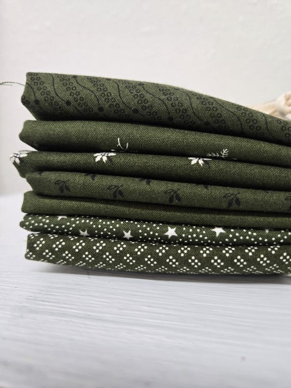 Joyful Gatherings II...HALF Yard Green bundle...Primitive Gatherings...Moda Fabrics...7 prints