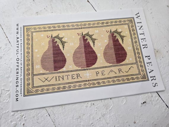 Winter Pears...Artful Offerings...cross stitch chart...winter stitch...Christmas