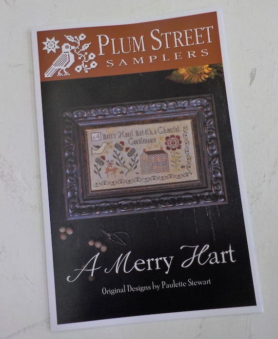 A Merry Hart by Plum Street Samplers...cross stitch pattern, house cross stitch