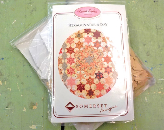 Hexagon Star-A-Day by Karen Styles of Somerset Designs...pattern, acrylic templates, and complete paper piece pack