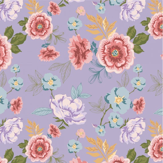 Nature Sings...Lavender Rose Garden NS24120...Lori Woods...Poppie Cotton