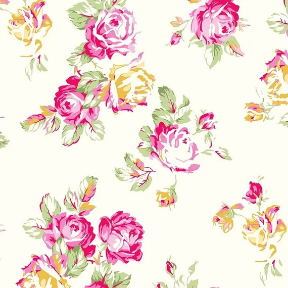 Picnic TW12 Cream by Tanya Whelan...cottage style print, floral