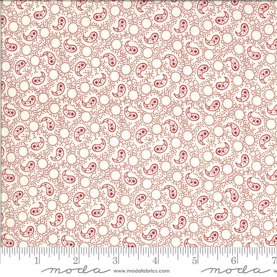 Roselyn Paisley Ivory Red 14915 16 by Minick and Simpson for Moda Fabrics