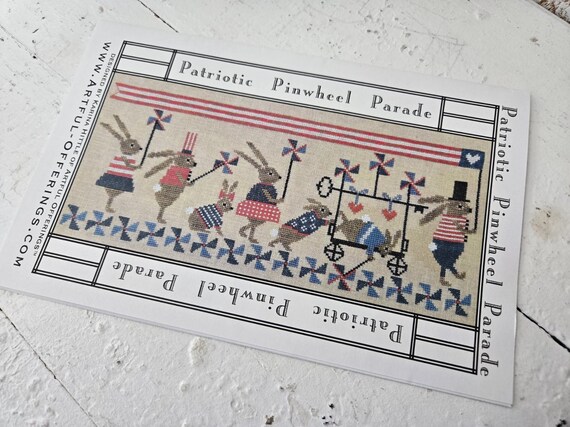 Patriotic Pinwheel Parade...Artful Offerings...cross stitch chart...Independence Day...Patriotic...Americana