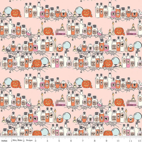 Spooky Schoolhouse Potions Class Blush designed by Melissa Mortenson for Riley Blake Designs, halloween, autumn