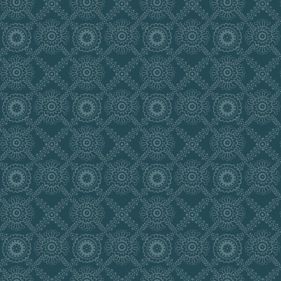 Midnight Bloom....MAS11266-Q...Teal Blue...Lace...Maywood Studio