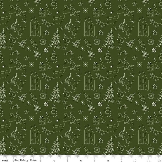 Christmas Is in Town...Doodles...Dark Green C14742-DKGREEN......Sandy Gervais...Riley Blake Designs
