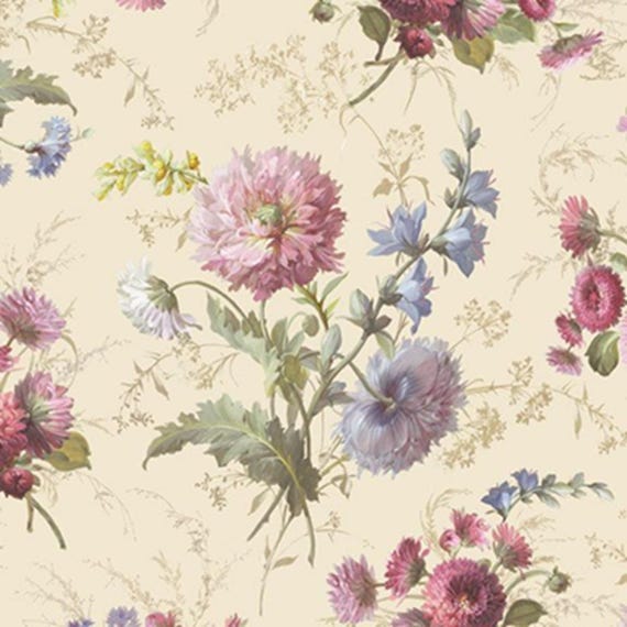 Wild Flowers...R651624D Cream...Wild Garden...Smithsonian Collection...Marcus Fabrics