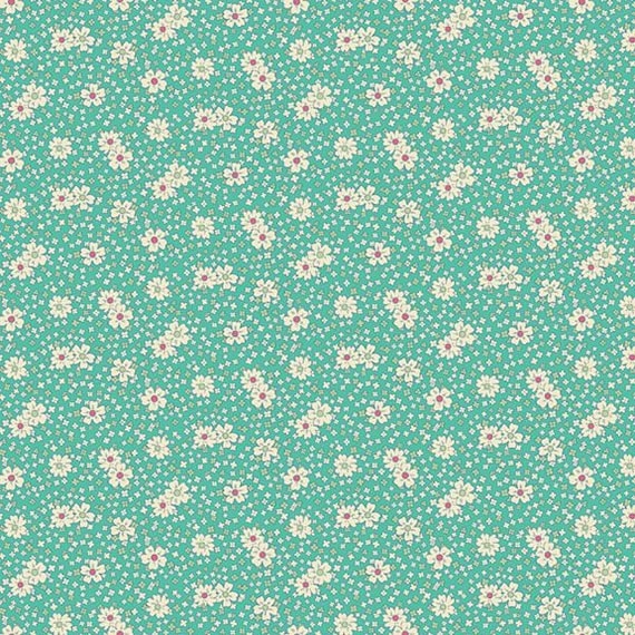 Aunt Grace Calicos R350683-AQUA Blooms by Judie Rothermel for Marcus Fabrics