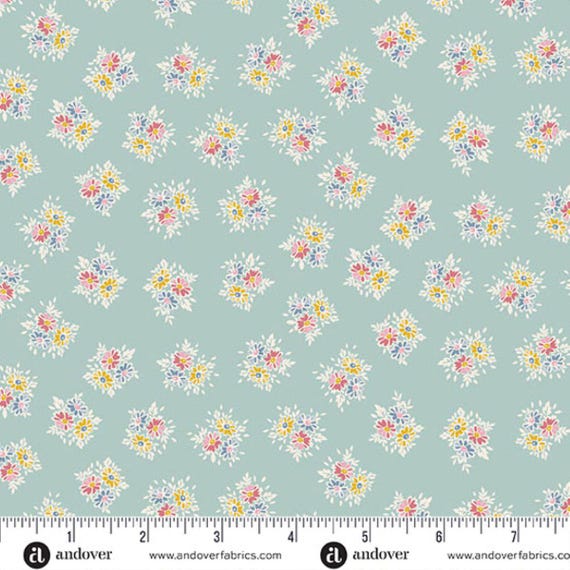 Petite Fleur...MU-184-T...Posy Teal...Makower UK
