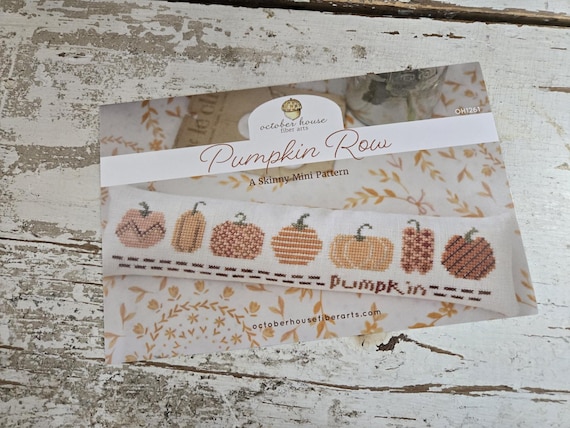 Pumpkin Row...October House Fiber Arts...cross stitch chart...skinny mini pattern...autumn