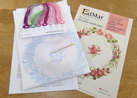 Spring Wreath..EdMar 1031 project...Brazilian embroidery kit...diy embroidery kit