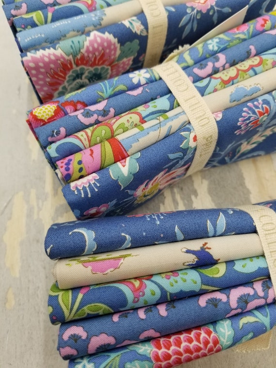 Bloomsville Blueberry & Dove fat quarter bundle...a Tilda Collection designed by Tone Finnanger...5 prints