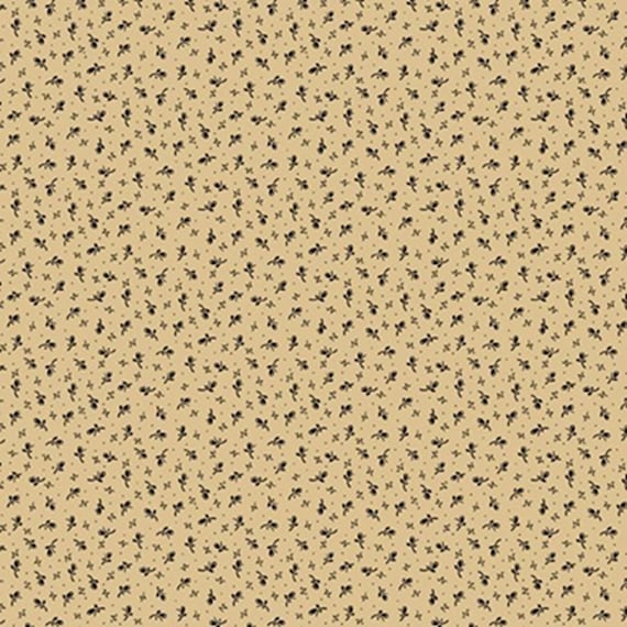 Cotton Thimble Miniatures...R171483D beige...abstract flowers...Pam Buda...Marcus Fabrics