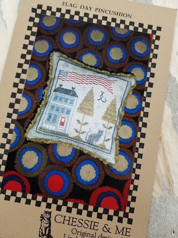 Flag Day Pincushion by Linda Lautenschlager of Chessie & Me...cross stitch pattern