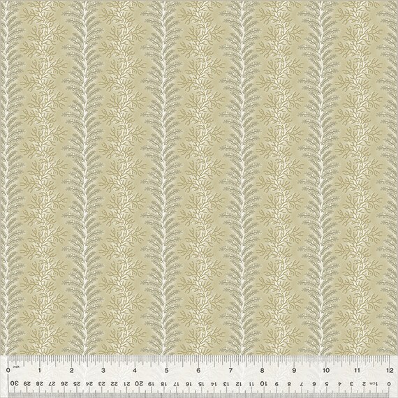 Garden Tale...Fern Stripe Biscuit 53826-10-1..Jeanne Horton...Windham Fabrics