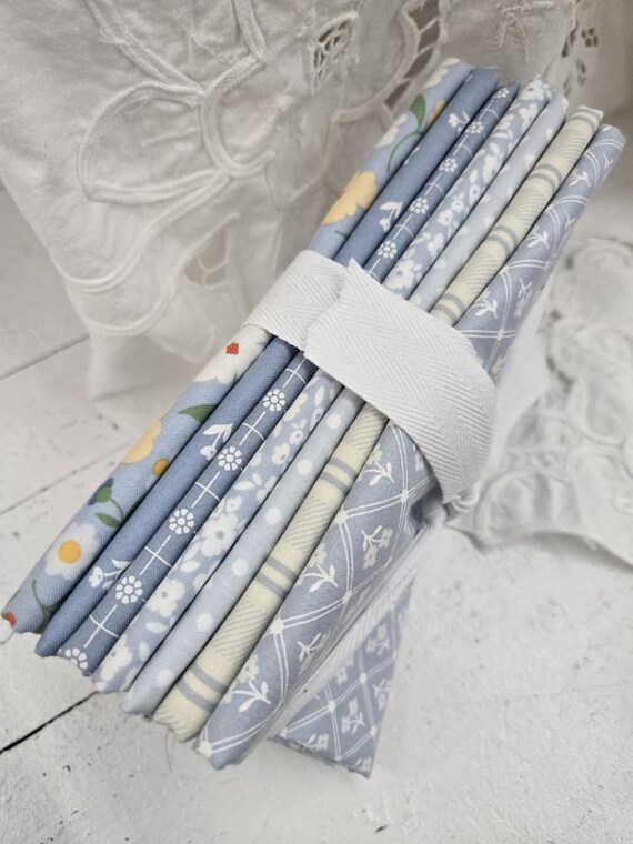 Cottage Charm...HALF YARD Blue Bundle...Heather Briggs of My Sew Quilty Life...Moda Fabrics...7 prints