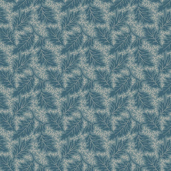 Midnight Bloom....MAS11262-Q...Teal...Leaves...Maywood Studio