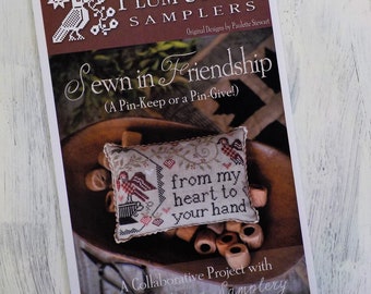 Sewn in Friendship (A Pin-Keep or a Pin-Give!) by Plum Street Samplers...cross stitch pattern, pincushion cross stitch